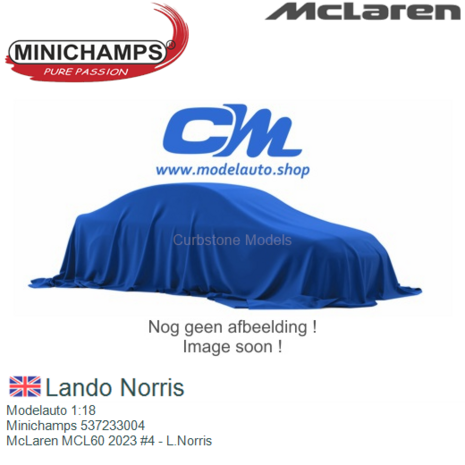Modelauto 1:18 | Minichamps 537233004 | McLaren MCL60 2023 #4 - L.Norris