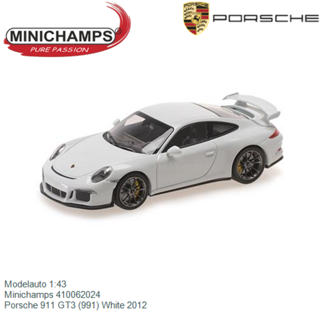 Modelauto 1:43 | Minichamps 410062024 | Porsche 911 GT3 (991) White 2012