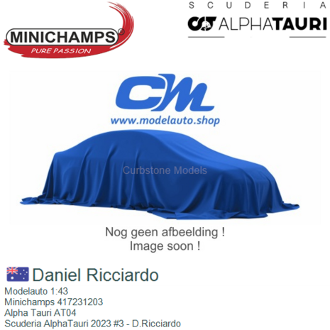 Modelauto 1:43 | Minichamps 417231203 | Alpha Tauri AT04 | Scuderia AlphaTauri 2023 #3 - D.Ricciardo