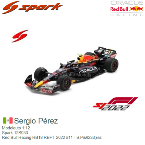 Modelauto 1:12 | Spark 12S033 | Red Bull Racing RB18 RBPT 2022 #11 - S.P&#233;rez
