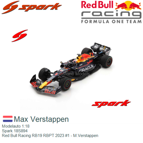 Modelauto 1:18 | Spark 18S894 | Red Bull Racing RB19 RBPT 2023 #1 - M.Verstappen