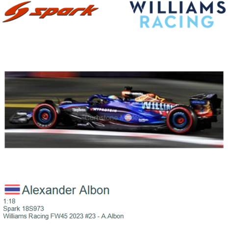 1:18 | Spark 18S973 | Williams Racing FW45 2023 #23 - A.Albon