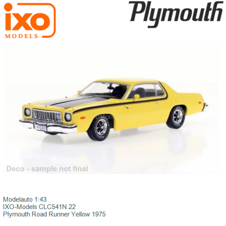 Modelauto 1:43 | IXO-Models CLC541N.22 | Plymouth Road Runner Yellow 1975