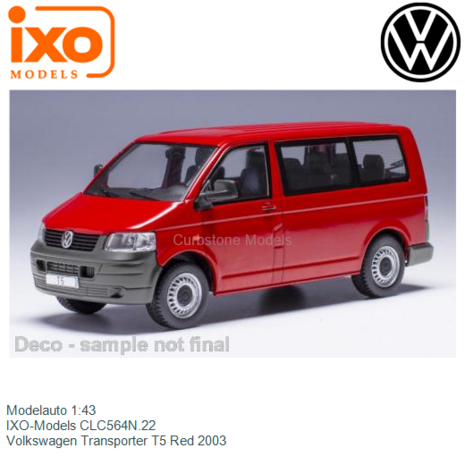 Modelauto 1:43 | IXO-Models CLC564N.22 | Volkswagen Transporter T5 Red 2003