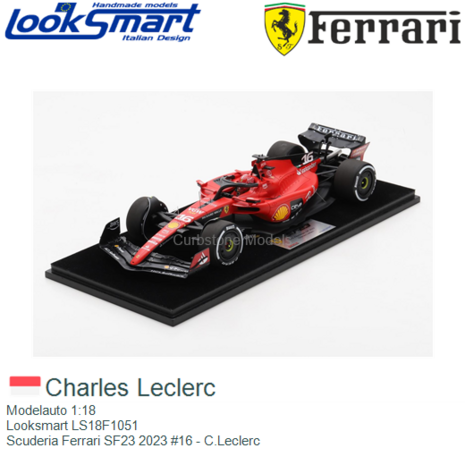 Modelauto 1:18 | Looksmart LS18F1051 | Scuderia Ferrari SF23 2023 #16 - C.Leclerc