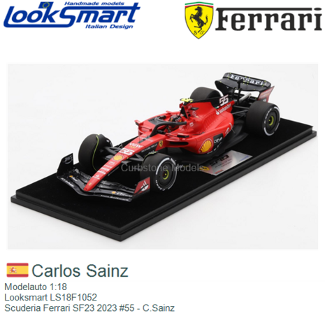 Modelauto 1:18 | Looksmart LS18F1052 | Scuderia Ferrari SF23 2023 #55 - C.Sainz