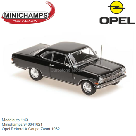Modelauto 1:43 | Minichamps 940041021 | Opel Rekord A Coupe Zwart 1962