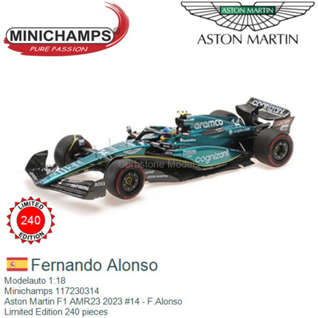 Modelauto 1:18 | Minichamps 117230314 | Aston Martin F1 AMR23 2023 #14 - F.Alonso