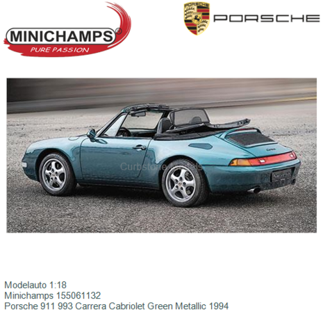 Modelauto 1:18 | Minichamps 155061132 | Porsche 911 993 Carrera Cabriolet Green Metallic 1994