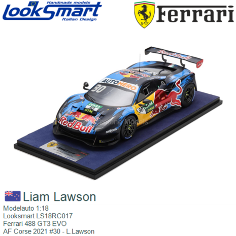 Modelauto 1:18 | Looksmart LS18RC017 | Ferrari 488 GT3 EVO | AF Corse 2021 #30 - L.Lawson