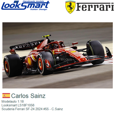 Modelauto 1:18 | Looksmart LS18F1056 | Scuderia Ferrari SF-24 2024 #55 - C.Sainz
