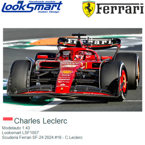 Modelauto 1:43 | Looksmart LSF1057 | Scuderia Ferrari SF-24 2024 #16 - C.Leclerc