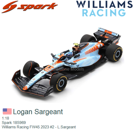 1:18 | Spark 18S969 | Williams Racing FW45 2023 #2 - L.Sargeant