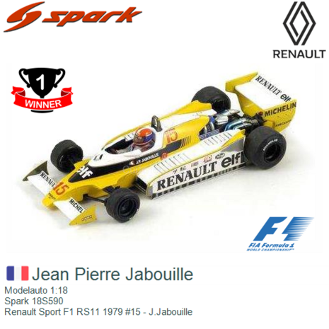 Modelauto 1:18 | Spark 18S590 | Renault Sport F1 RS11 1979 #15 - J.Jabouille