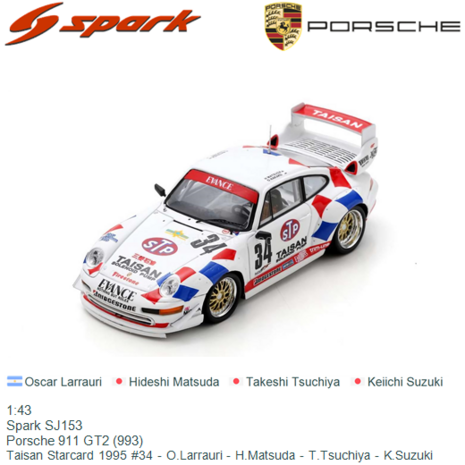 1:43 | Spark SJ153 | Porsche 911 GT2 (993) | Taisan Starcard 1995 #34 - O.Larrauri - H.Matsuda - T.Tsuchiya - K.Suzuki