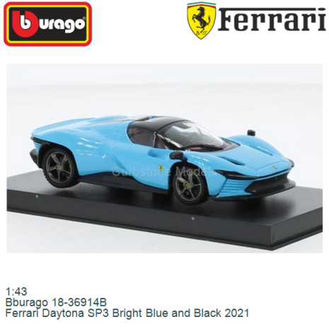 1:43 | Bburago 18-36914B | Ferrari Daytona SP3 Bright Blue and Black 2021