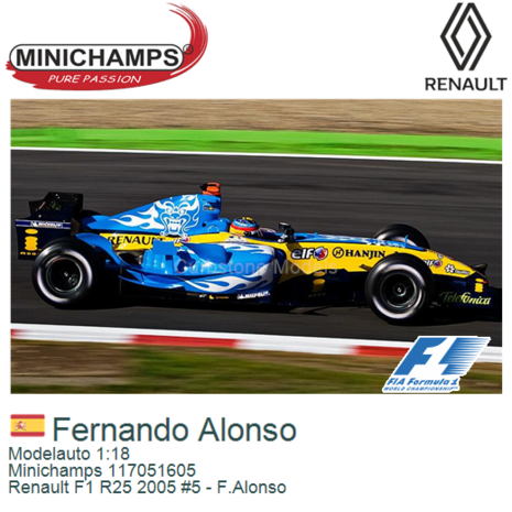 Modelauto 1:18 | Minichamps 117051605 | Renault F1 R25 2005 #5 - F.Alonso