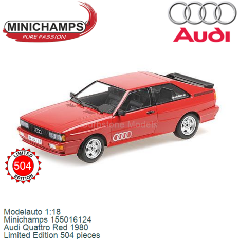 Modelauto 1:18 | Minichamps 155016124 | Audi Quattro Red 1980