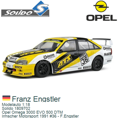 Modelauto 1:18 | Solido 1809702 | Opel Omega 3000 EVO 500 DTM | Irmscher Motorsport 1991 #36 - F.Engstler