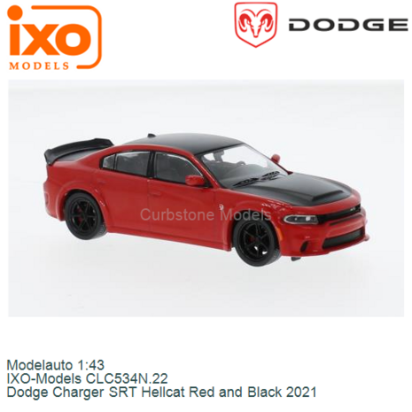 Modelauto 1:43 | IXO-Models CLC534N.22 | Dodge Charger SRT Hellcat Red and Black 2021