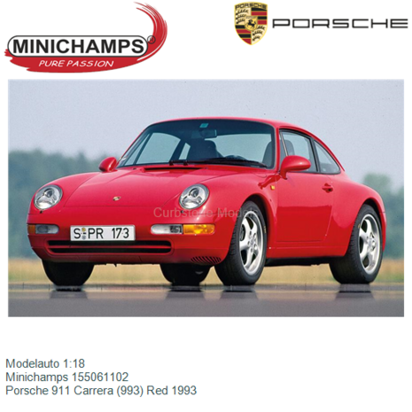 Modelauto 1:18 | Minichamps 155061102 | Porsche 911 Carrera (993) Red 1993