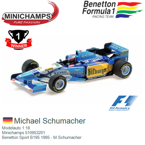 Modelauto 1:18 | Minichamps 510953201 | Benetton Sport B195 1995 - M.Schumacher