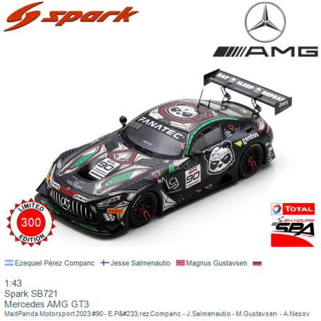 1:43 | Spark SB721 | Mercedes AMG GT3 | MadPanda Motorsport 2023 #90 - E.P&#233;rez Companc - J.Salmenautio - M.Gustavsen  