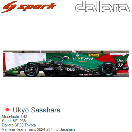 Modelauto 1:43 | Spark SFJ036 | Dallara SF23 Toyota | Vantelin Team Toms 2024 #37 - U.Sasahara