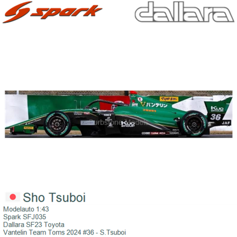 Modelauto 1:43 | Spark SFJ035 | Dallara SF23 Toyota | Vantelin Team Toms 2024 #36 - S.Tsuboi