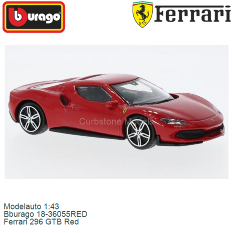 Modelauto 1:43 | Bburago 18-36055RED | Ferrari 296 GTB Red