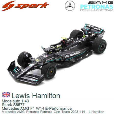 Modelauto 1:43 | Spark S8577 | Mercedes AMG F1 W14 E-Performance | Mercedes-AMG Petronas Formula One Team 2023 #44 - L.Hamilton