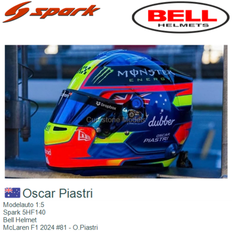 Modelauto 1:5 | Spark 5HF140 | Bell Helmet | McLaren F1 2024 #81 - O.Piastri