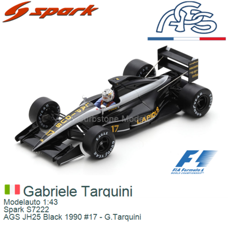 Modelauto 1:43 | Spark S7222 | AGS JH25 Black 1990 #17 - G.Tarquini