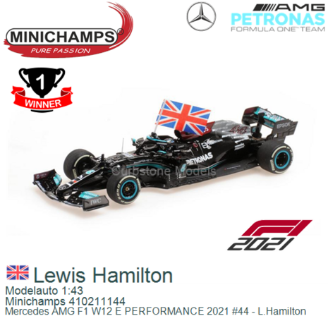 Modelauto 1:43 | Minichamps 410211144 | Mercedes AMG F1 W12 E PERFORMANCE 2021 #44 - L.Hamilton
