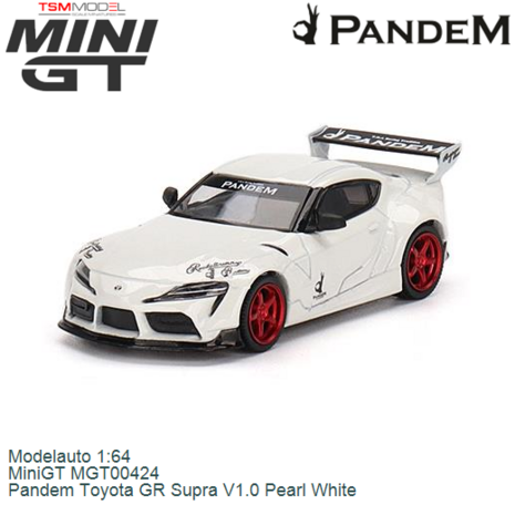 Modelauto 1:64 | MiniGT MGT00424 | Pandem Toyota GR Supra V1.0 Pearl White
