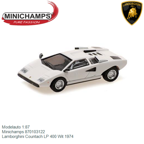 Modelauto 1:87 | Minichamps 870103122 | Lamborghini Countach LP 400 Wit 1974