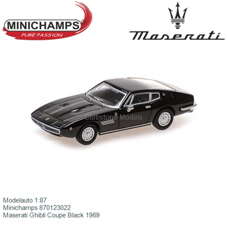 Modelauto 1:87 | Minichamps 870123022 | Maserati Ghibli Coupe Black 1969