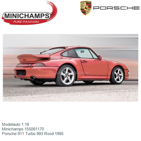 Modelauto 1:18 | Minichamps 155061170 | Porsche 911 Turbo 993 Rood 1995