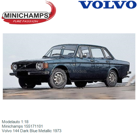 Modelauto 1:18 | Minichamps 155171101 | Volvo 144 Dark Blue Metallic 1973