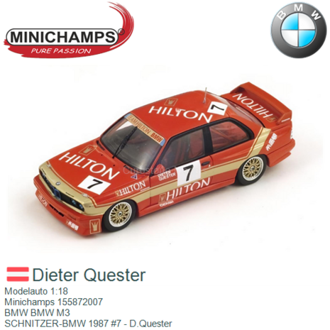 Modelauto 1:18 | Minichamps 155872007 | BMW BMW M3 | SCHNITZER-BMW 1987 #7 - D.Quester