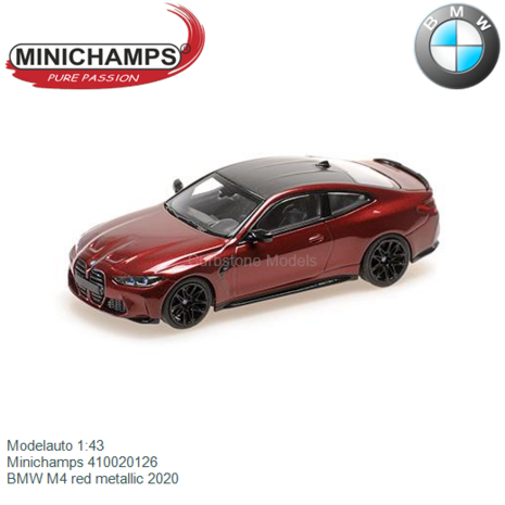 Modelauto 1:43 | Minichamps 410020126 | BMW M4 red metallic 2020