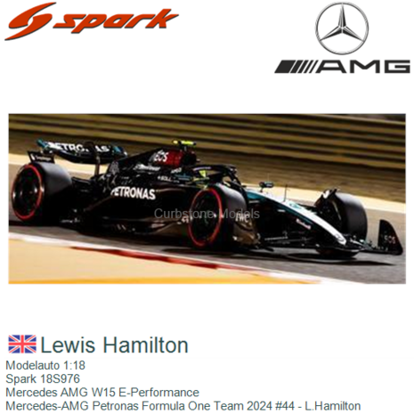 Modelauto 1:18 | Spark 18S976 | Mercedes AMG W15 E-Performance | Mercedes-AMG Petronas Formula One Team 2024 #44 - L.Hamilton