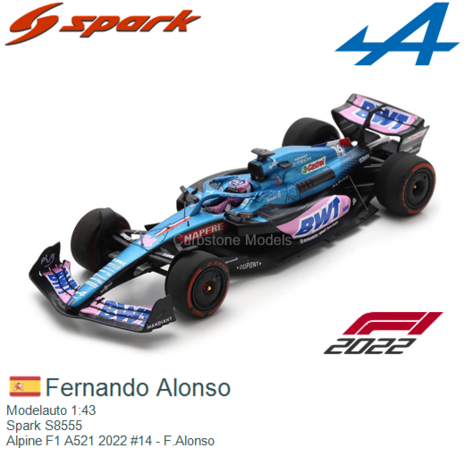 Modelauto 1:43 | Spark S8555 | Alpine F1 A521 2022 #14 - F.Alonso