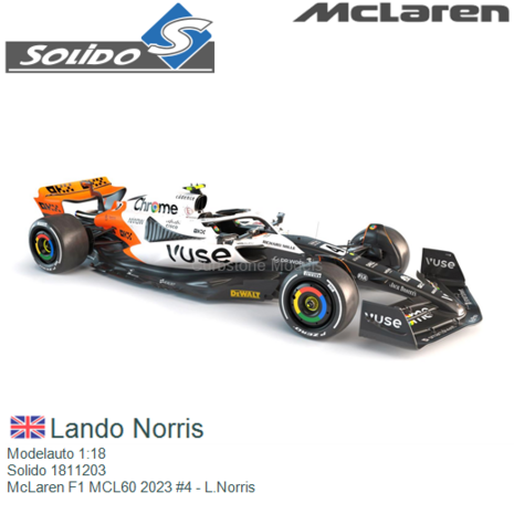 Modelauto 1:18 | Solido 1811203 | McLaren F1 MCL60 2023 #4 - L.Norris
