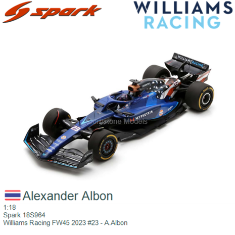 1:18 | Spark 18S964 | Williams Racing FW45 2023 #23 - A.Albon