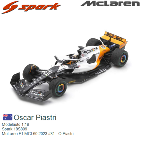 Modelauto 1:18 | Spark 18S899 | McLaren F1 MCL60 2023 #81 - O.Piastri