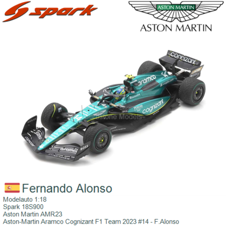 Modelauto 1:18 | Spark 18S900 | Aston Martin AMR23 | Aston-Martin Aramco Cognizant F1 Team 2023 #14 - F.Alonso