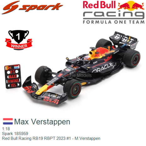 1:18 | Spark 18S959 | Red Bull Racing RB19 RBPT 2023 #1 - M.Verstappen