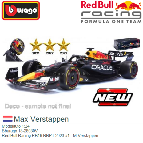 Modelauto 1:24 | Bburago 18-28030V | Red Bull Racing RB19 RBPT 2023 #1 - M.Verstappen