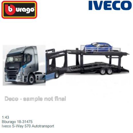 1:43 | Bburago 18-31475 | Iveco S-Way 570 Autotransport